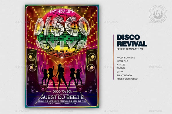 Disco Revival Flyer Template Design