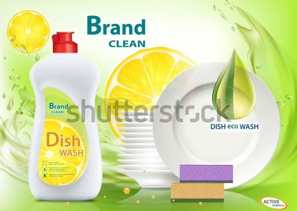 Dishwashing Liquid Soap with Lemon Bottle Mockup