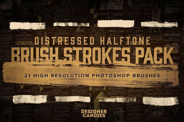 Distressed Halftone Brushes for Photoshop