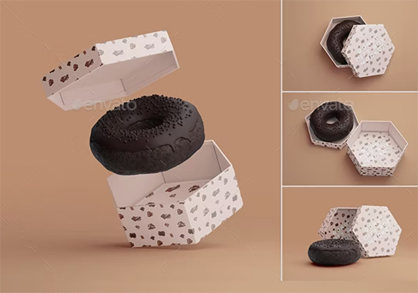 Donut Gift Box Mockup Template