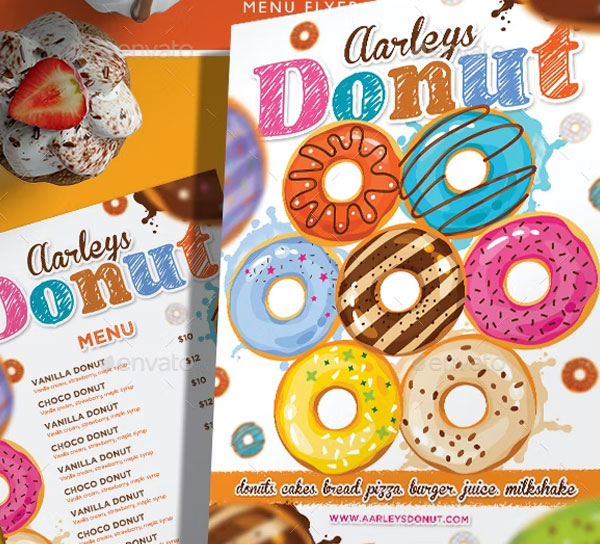 Donut Menu Flyer Templates