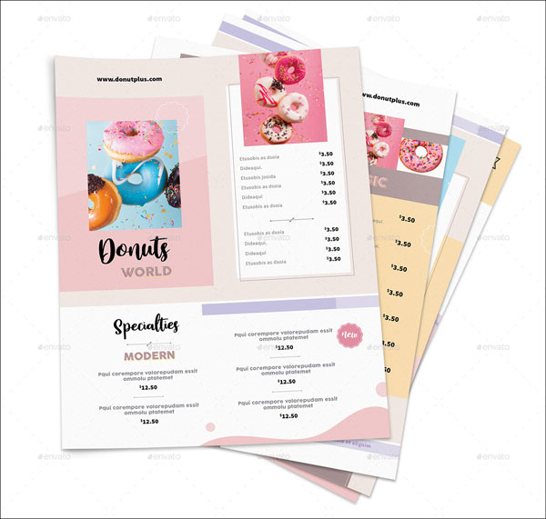 Donuts Cafe Menu Flyers