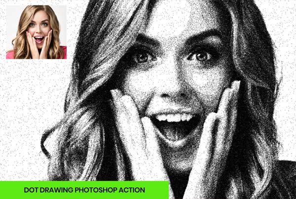 Dot Drawing Photoshop Action Templates