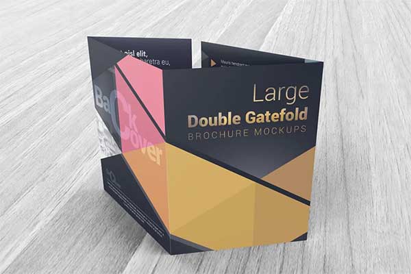 Double Gatefold Brochure Mockups