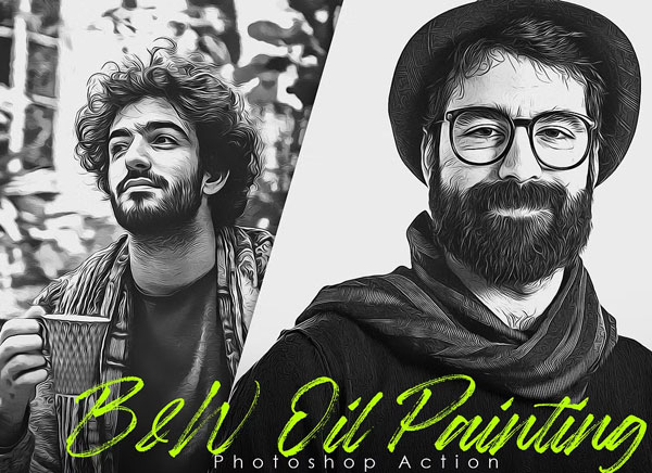 Download Black And White Oil Painting Actions