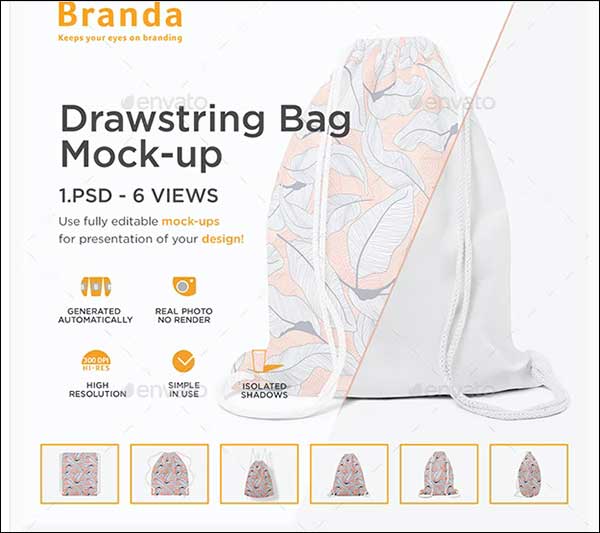 Drawstring Bag Mock-up Template