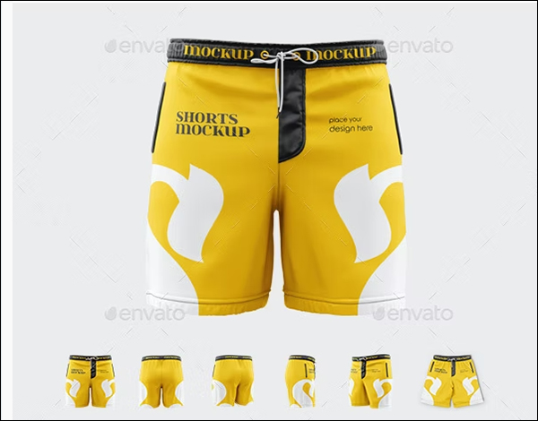 Drawstring Swim Shorts Mockup Set