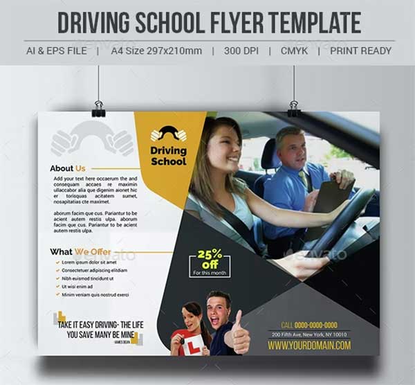 Driving School Vector Flyer Template