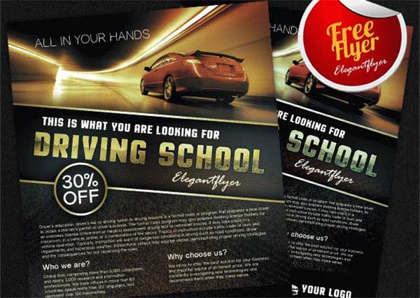 Driving school Free Flyer PSD Template