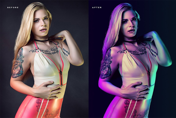 Dual lighting Gel Photoshop Action
