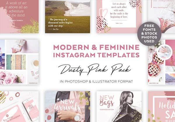 Dusty Pink Instagram Banners Pack