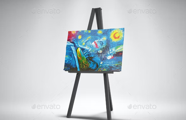 Easel Stand with Canvas Mockup