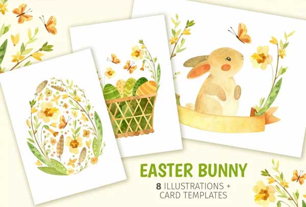 Easter Bunny Clipart And Invitation Template