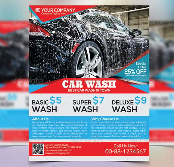Easy to Edit Car Wash Flyer Photoshop Template