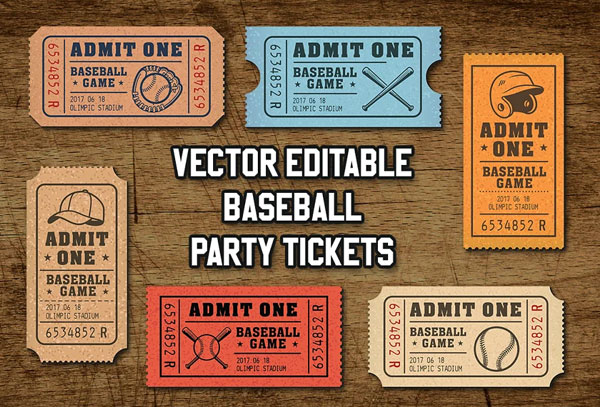Editable Baseball Tickets Template