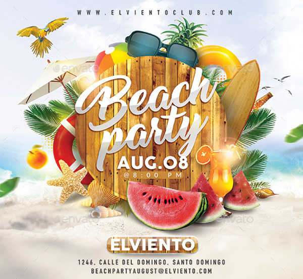 Editable Beach Party Flyer Template
