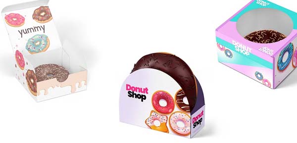 Editable Box With Donut Mockup