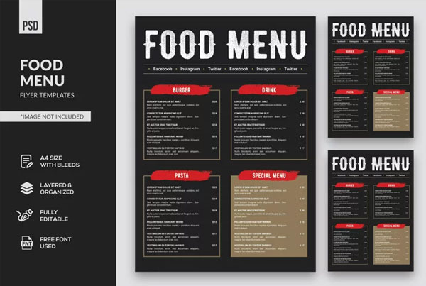 Editable Breakfast Menu Flyer