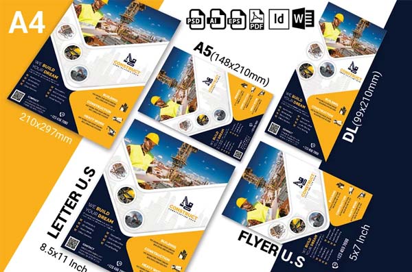Editable Construction Flyer Template