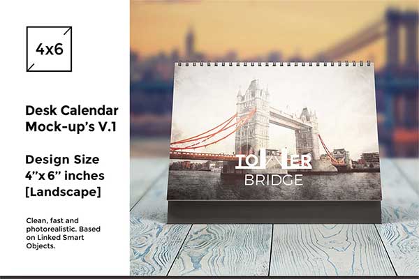 Editable Desk Calendar Mock-Up