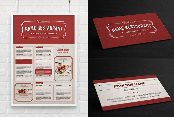 Editable Food Menu and Business Card