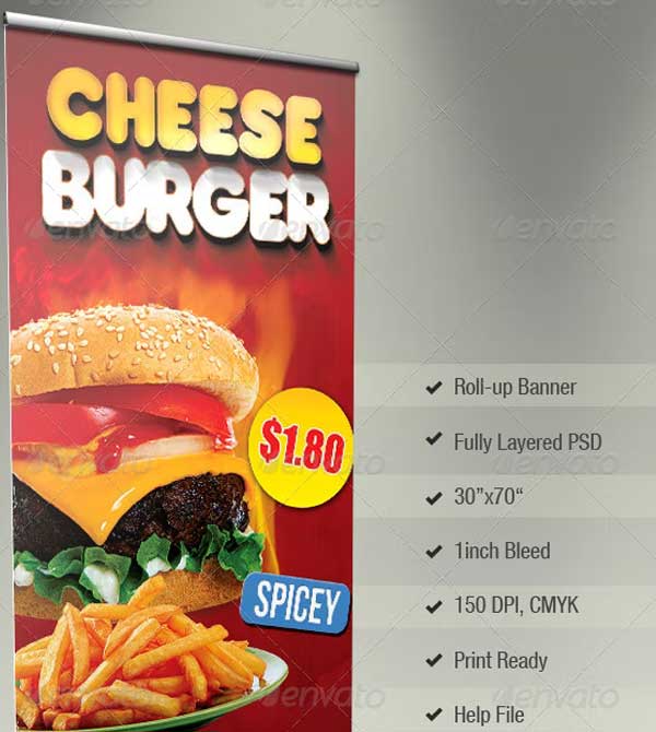Editable Food Promo Roll-up Banner