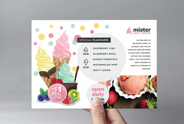 Editable Ice Cream Restaurant Menu Flyer