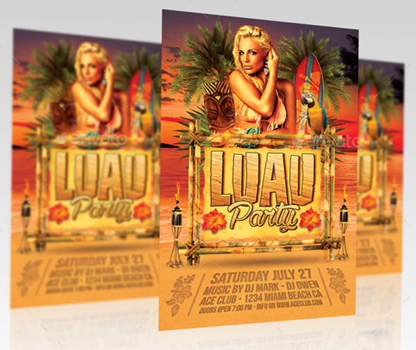 Editable Luau Party Flyer Template