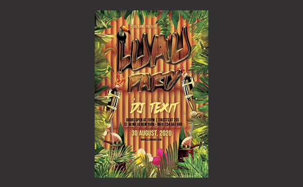 Editable Luau Party Flyer Templates