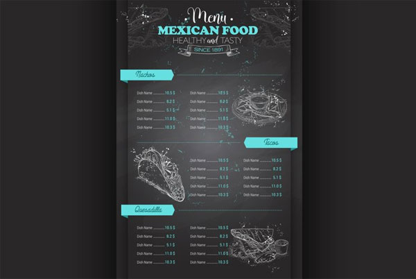 Editable Mexican Food Menu Flyer Template