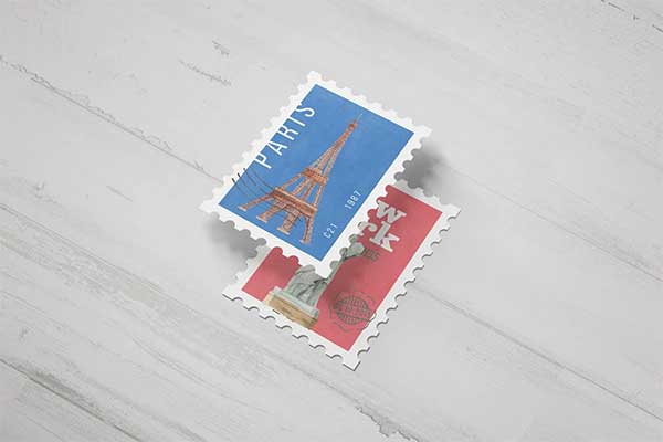 Editable Postage Stamp Mockup PSD