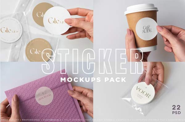 Editable Sticker Mockups Pack