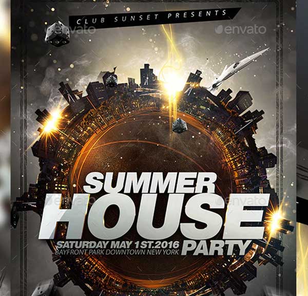 Editable Summer House Party Flyer Template