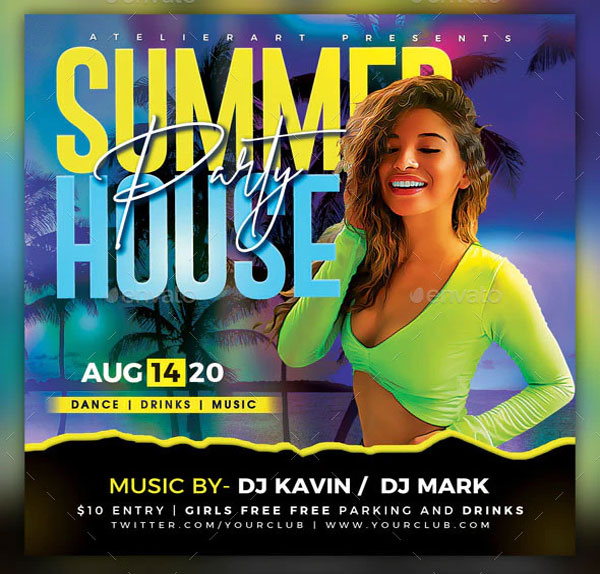 Editable Summer House Party Flyer