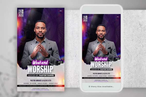 Editable Worship Church Instagram And Flyers Set
