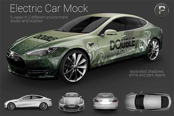 Electric Car Wrap Mock Up