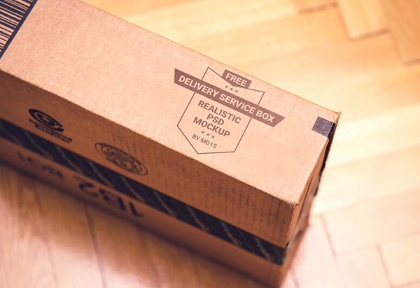 Elegant Cardboard Delivery Service Box Mockup Free PSD Template