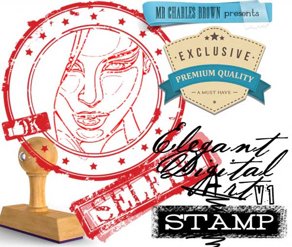 Elegant Digital Art Rubber Stamp Effect