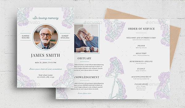 Elegant Flower Funeral Program Flyer Design