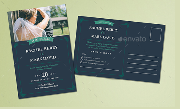 Elegant Wedding Postcard Invitation