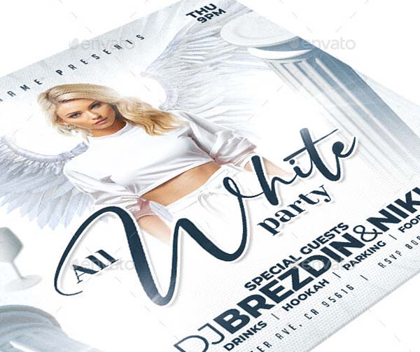 Elegant White Party Flyer Editable Template