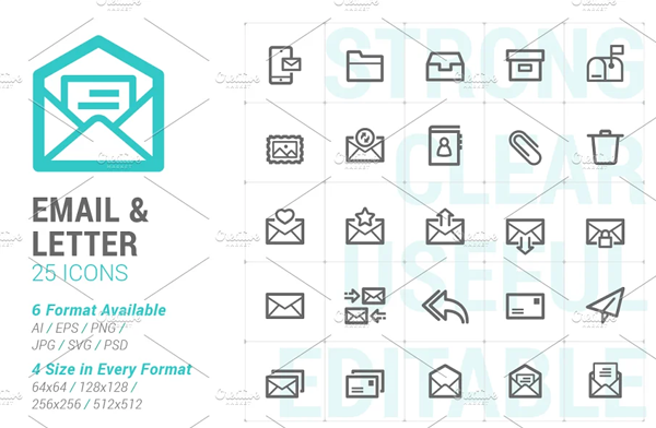 Email and Letter Mini Icon Designs