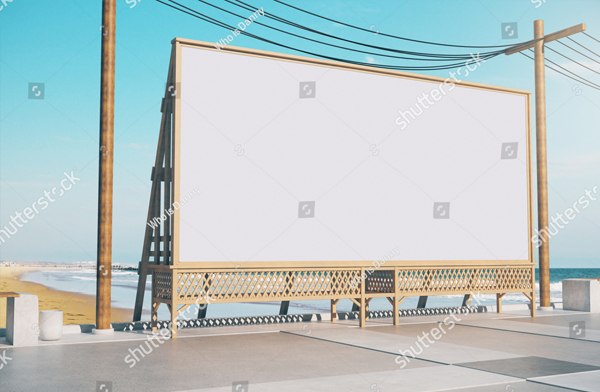 Empty Beach Billboard Mockup