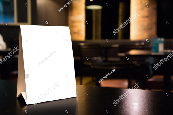 Empty Label Menu Table Tent Mockup