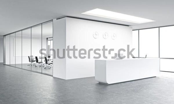 Empty Office White Reception Lobby Mockup