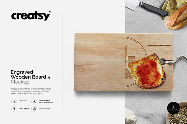 Engraved Wooden Board Mockups Design