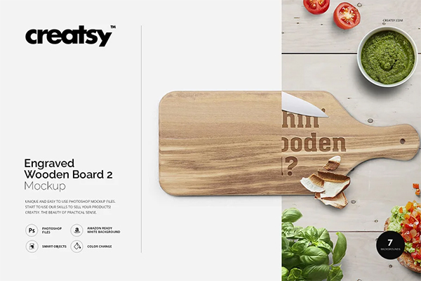 Engraved Wooden Board Mockups