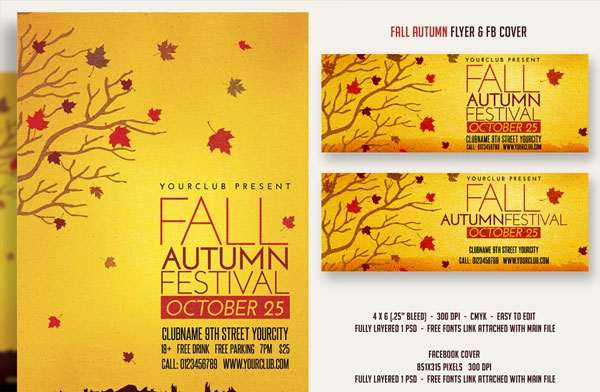 Fall Autumn Festival Flyer & FBcover