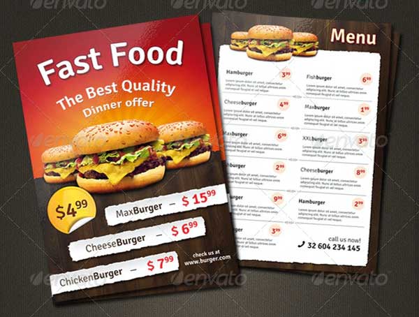 Fast Food Menu Coupon Flyer