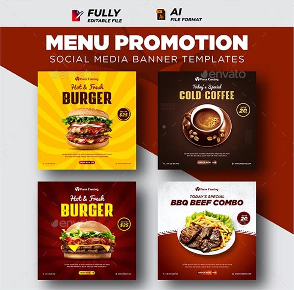 Fast Food Promotion Instagram Social Media Banner Templates